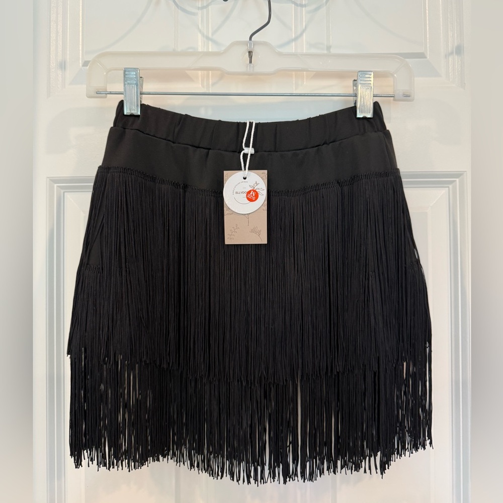 NWT Black ballroom skirt with built in shorts - adult M